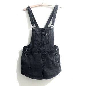 Bershka Distressed Black Overall Shorts XS